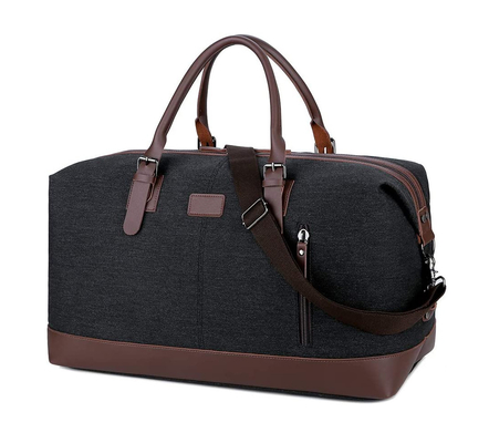 comprar Saco de viagem de grande capacidade de couro preto de lona ombro crossbody fim de semana online manufacture