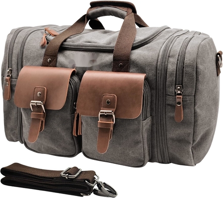 comprar Saco de viagem de canvas de couro genuíno de grande capacidade 50L expansível online manufacture