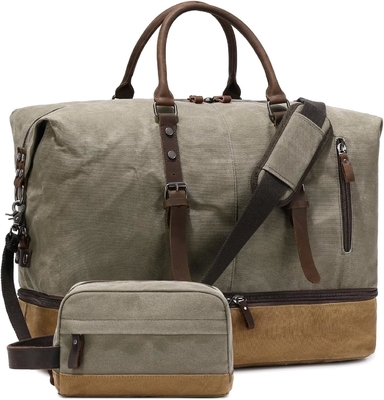 comprar Saco de viagem Green Weekend Large Overnight Canvas Carry on Sport Gym Yoga com compartimento de sapatos online manufacture