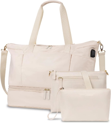 comprar Saco de viagem de fim-de-semana com porta-bandeira de carrinho de beige com compartimento de sapatos e bolso molhado online manufacture