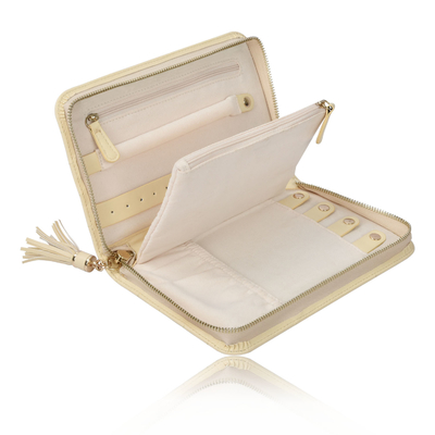 comprar Saco de viagem de jóias de couro vegano, armazenador de sacos de couro 9x6x1,5