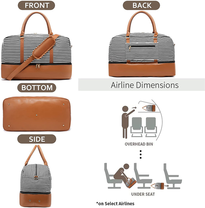 Sacos de viagem de canvas para homens Bagagem para levar no fim de semana Tote 16,2 x 14,5 x 8