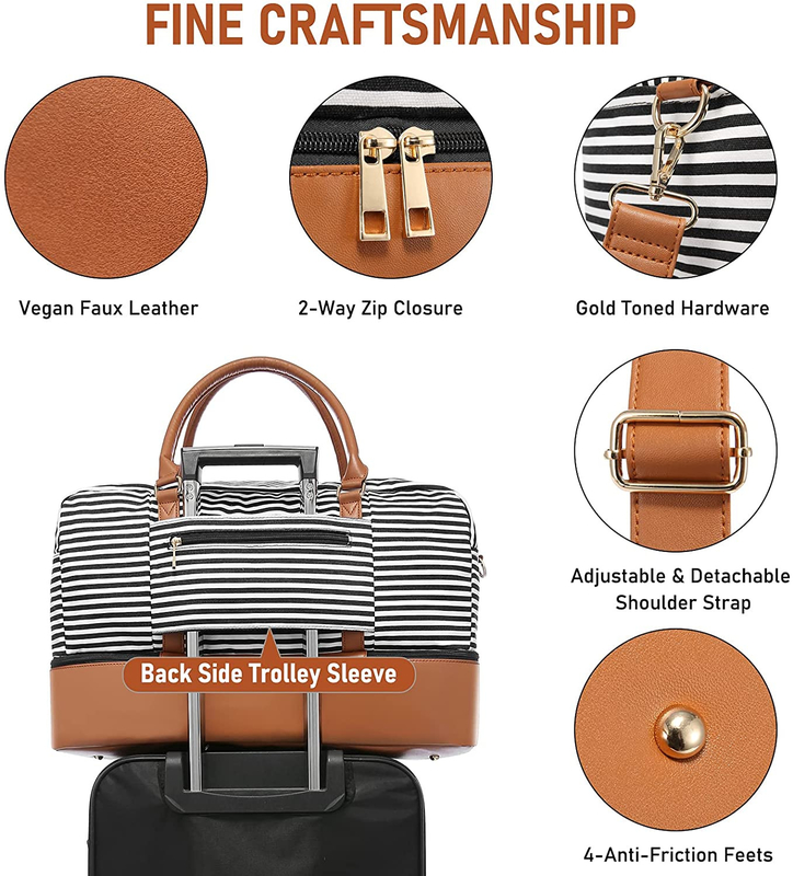 Sacos de viagem de canvas para homens Bagagem para levar no fim de semana Tote 16,2 x 14,5 x 8