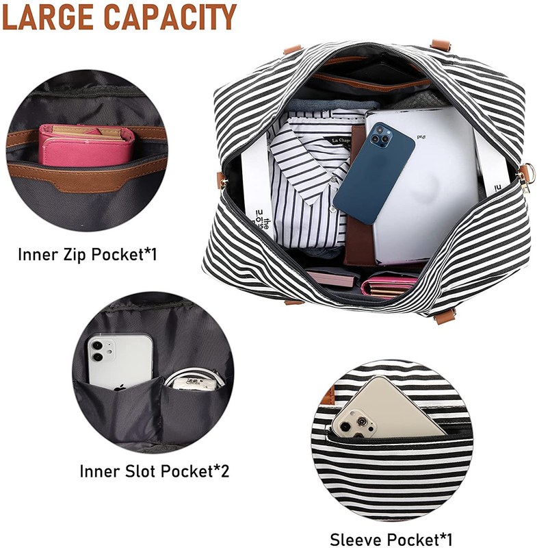 Sacos de viagem de canvas para homens Bagagem para levar no fim de semana Tote 16,2 x 14,5 x 8