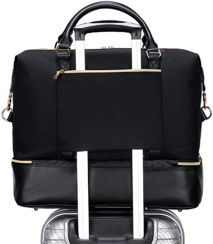 Saco de viagem de couro para homens e mulheres com manga de carrinho 17.3x14.5x8.3