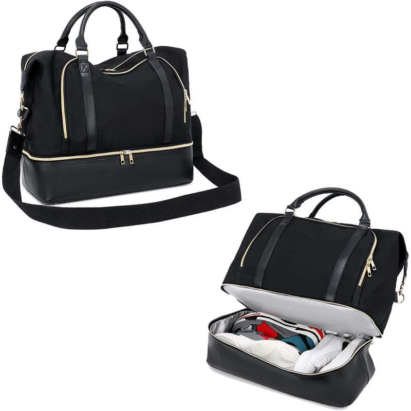 Saco de viagem de couro para homens e mulheres com manga de carrinho 17.3x14.5x8.3