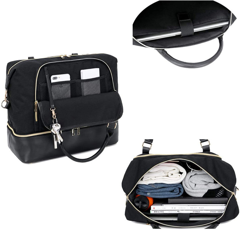Saco de viagem de couro para homens e mulheres com manga de carrinho 17.3x14.5x8.3