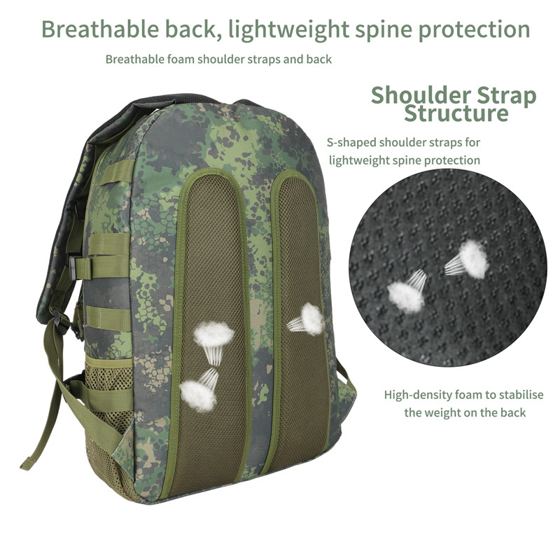 Negro Grande capacidade à prova d'água Viagens personalizadas Mochila tática militar com alça de ombro para Homens