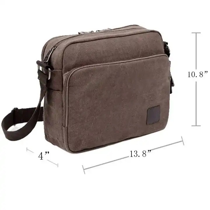 Saco de mensageiro crossbody portátil de tela offset de 13,8 x 4 x 10,8 polegadas