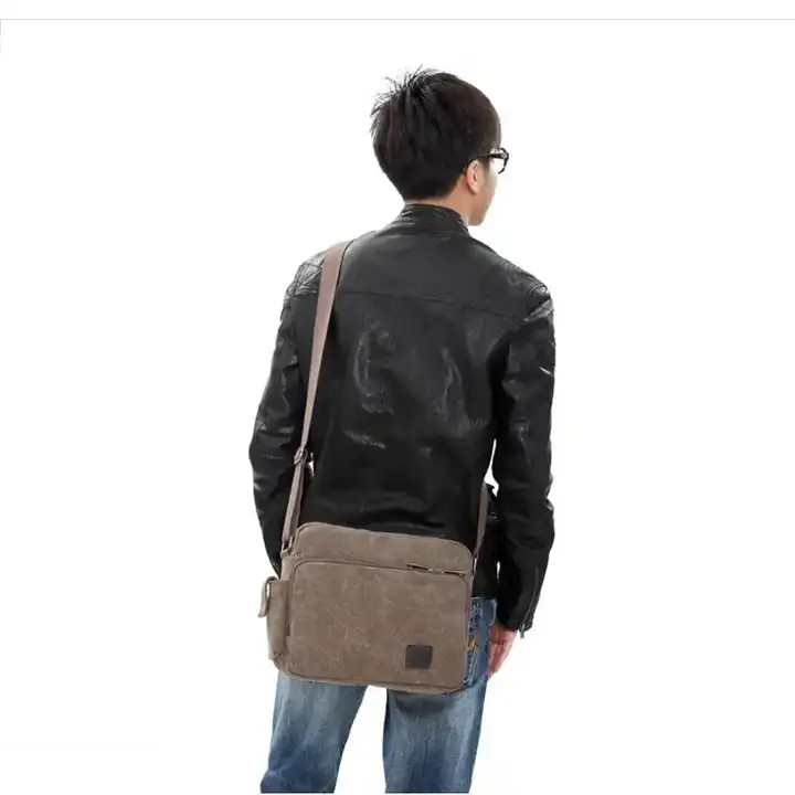 Saco de mensageiro crossbody portátil de tela offset de 13,8 x 4 x 10,8 polegadas