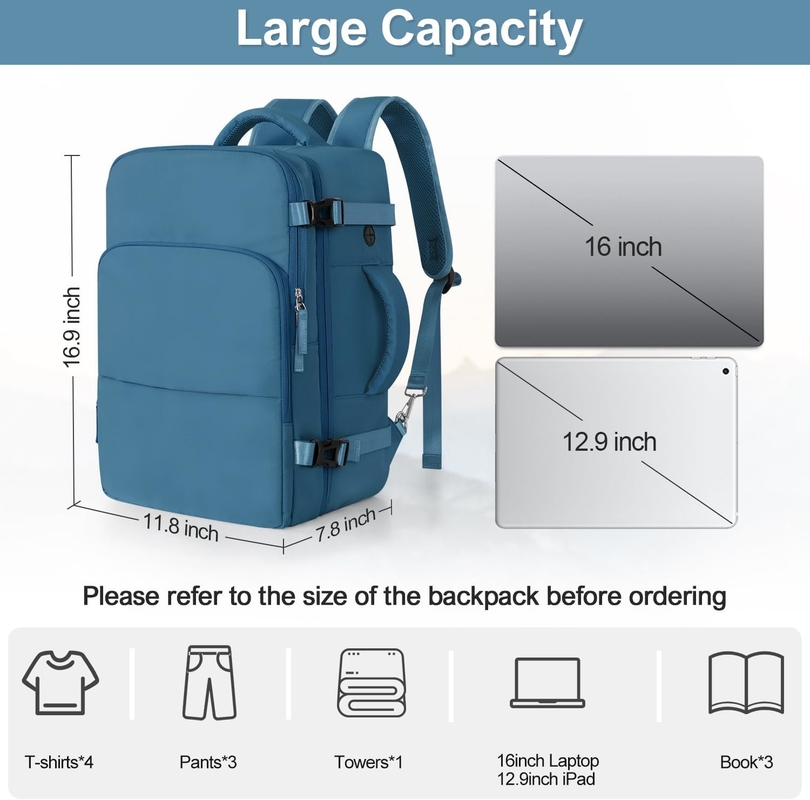Impermeável Empresarial Caminhadas Casual Carry On Travel Bag Voo Aprovado Adaptação 16 polegadas laptop