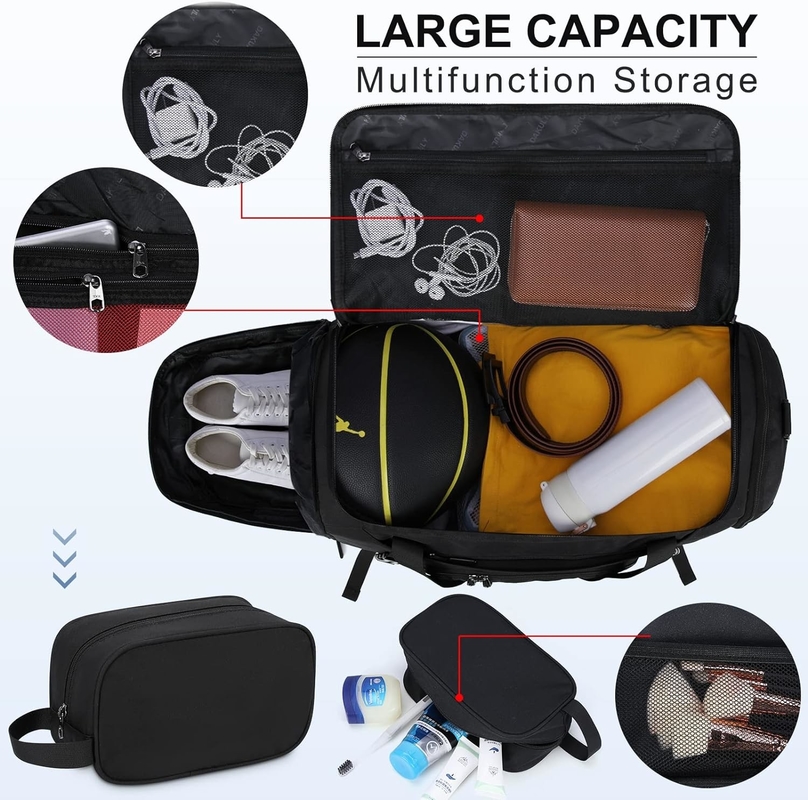 Saco de viagem de higiene corporal à prova d'água de grande porte de 40L com bolso grande e compartimento para sapatos