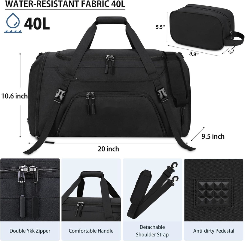Saco de viagem de higiene corporal à prova d'água de grande porte de 40L com bolso grande e compartimento para sapatos