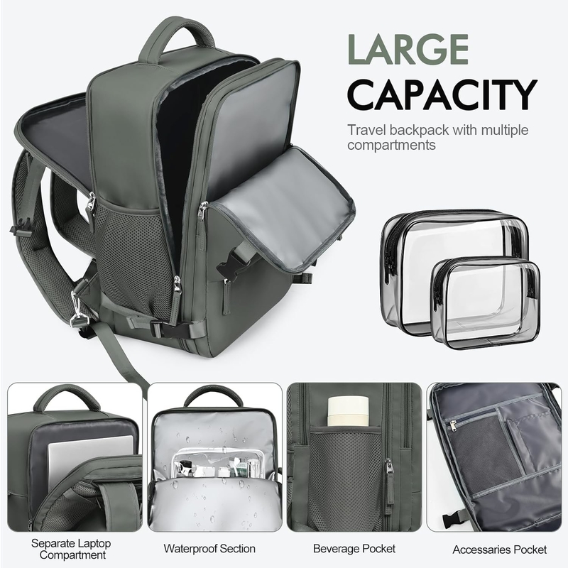 Saco de viagem Casual Carry On Baggage Saco de viagem Olive Green Duffel com porta de carregamento USB