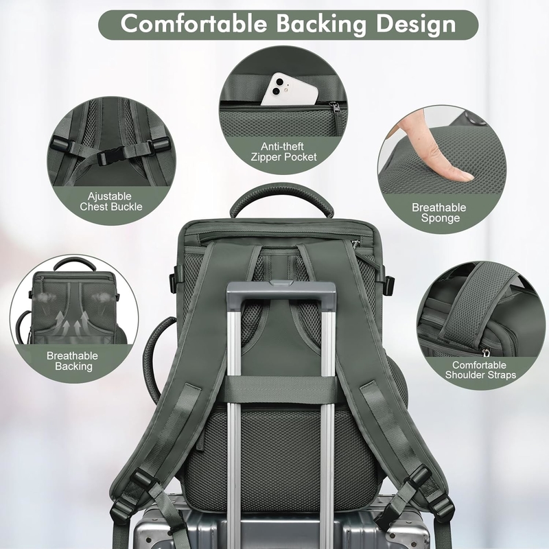 Saco de viagem Casual Carry On Baggage Saco de viagem Olive Green Duffel com porta de carregamento USB