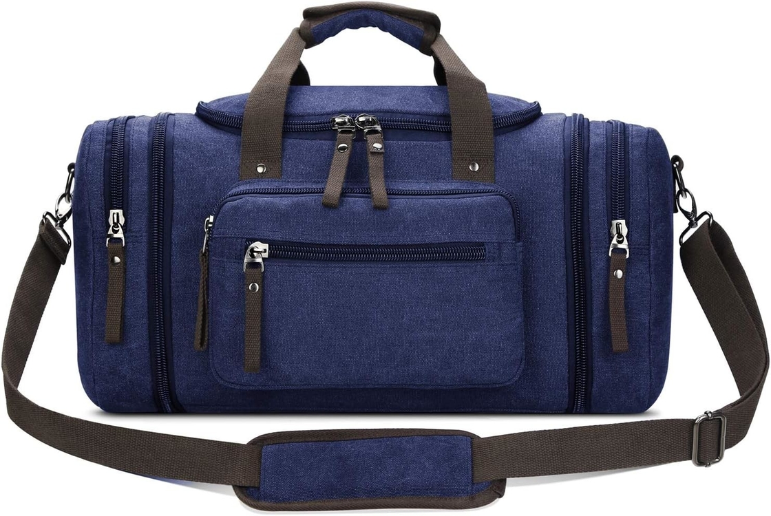 Saco de viagem de fim-de-semana azul com alça