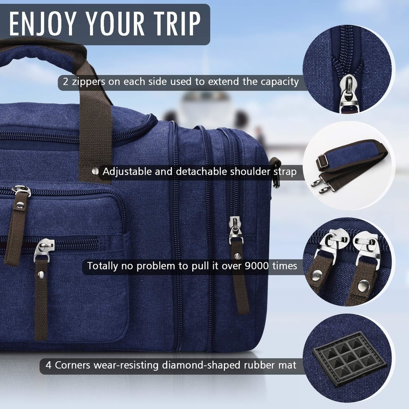 Saco de viagem de fim-de-semana azul com alça