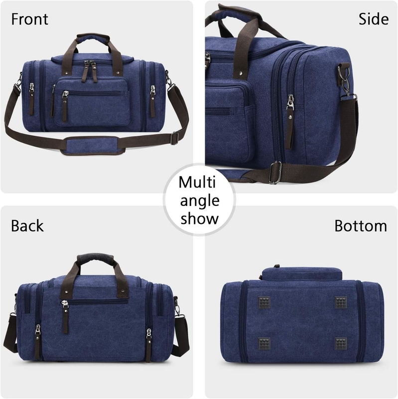 Saco de viagem de fim-de-semana azul com alça