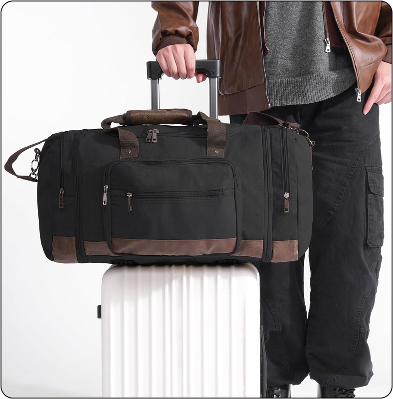 Saco de viagem de tela de grande capacidade Homens Mulheres Saco de viagem Carry On Saco de viagem com fecho YKK