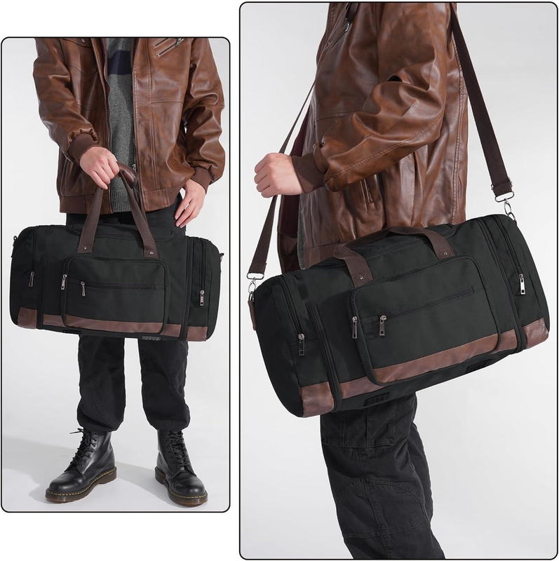 Saco de viagem de tela de grande capacidade Homens Mulheres Saco de viagem Carry On Saco de viagem com fecho YKK