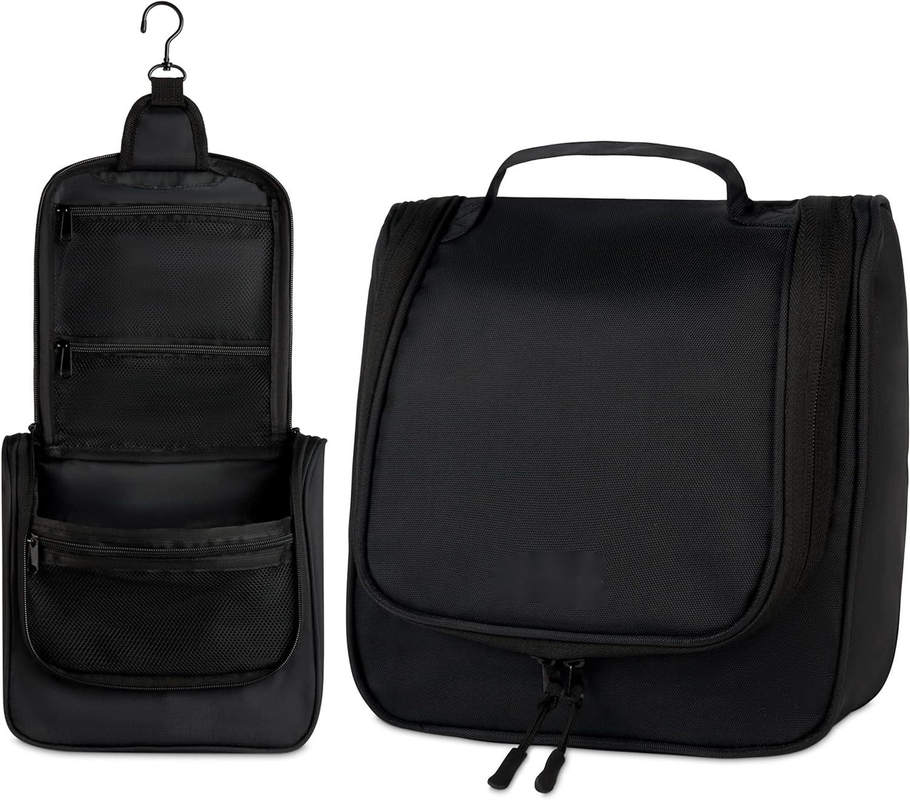 Bolsa de higiene pessoal de viagem de grande porte, à prova d'água, preta, para maquiagem e barbear