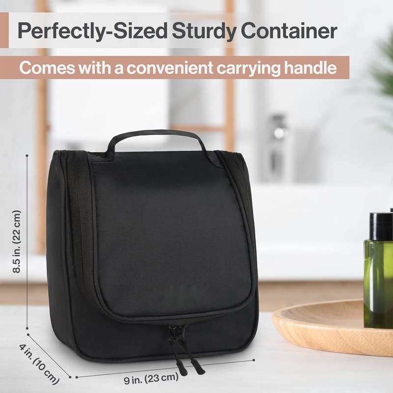 Bolsa de higiene pessoal de viagem de grande porte, à prova d'água, preta, para maquiagem e barbear