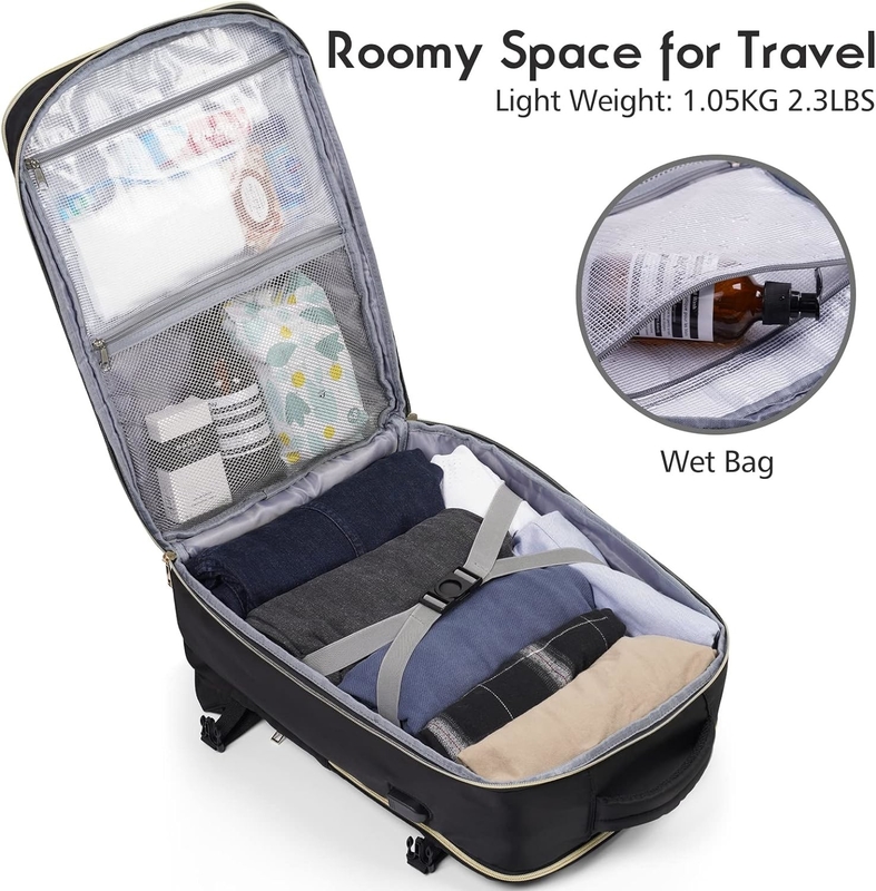 Large Flight Approved Carry On Water Resistant Anti-Theft Casual Travel Bag Fit Laptop de 17 polegadas com porta de carregamento USB