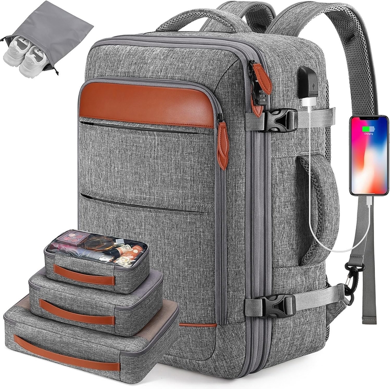42L Carry on Baggage Voo aprovado cinturões de ombro escondidos expansíveis Saco de viagem de fim de semana com cubos de embalagem