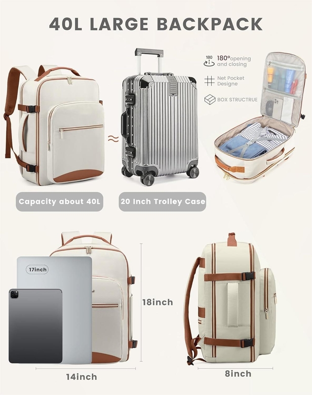 Passagem aprovada. Perfeito para caminhadas universitárias. Saco de viagem de noite com compartimento de laptop de 17,3 polegadas.