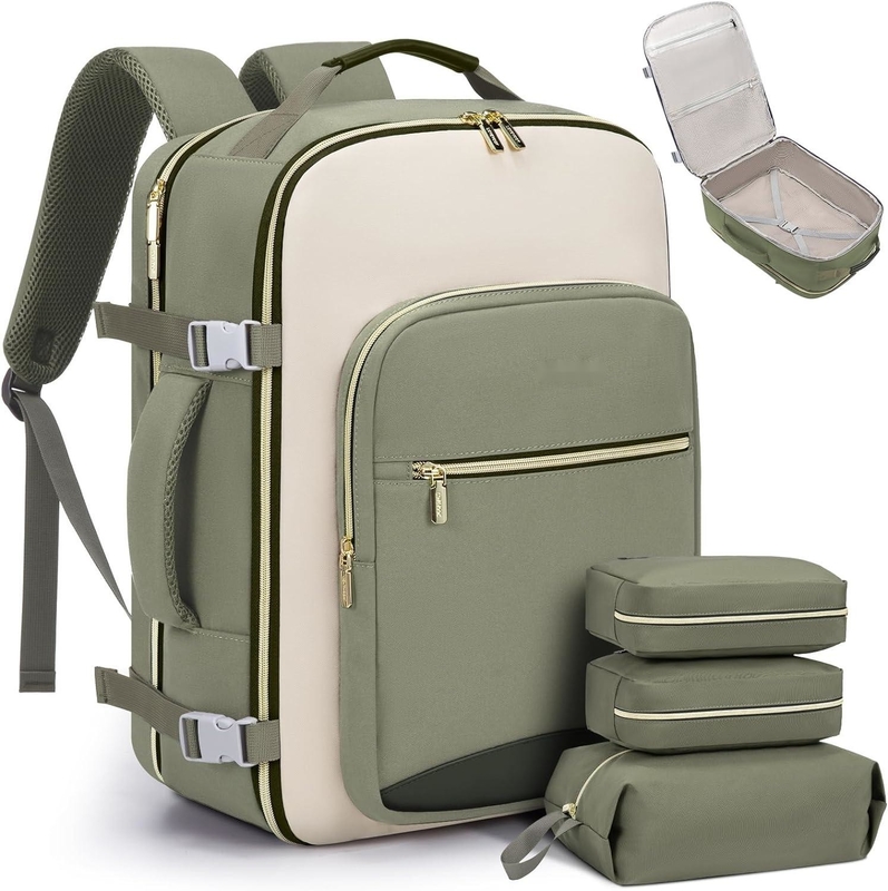 TSA item pessoal 40L resistente à água grande transportar na companhia aérea bolsa de viagem aprovada com 3 cubos de embalagem