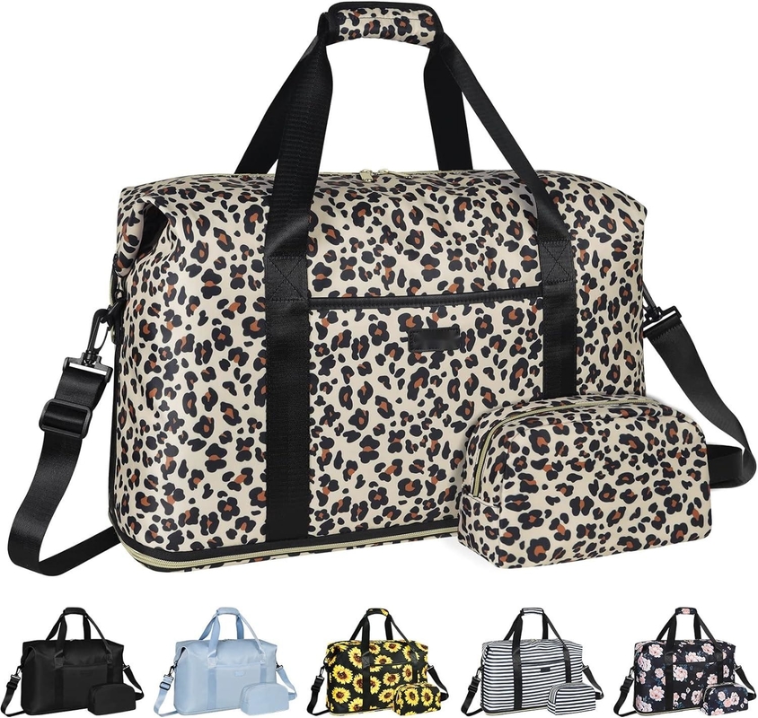 Leopardo Expandivel Grande Weekend Overnight Impermeável Carregar no ombro Tote Saco de viagem ith Saco de higiene