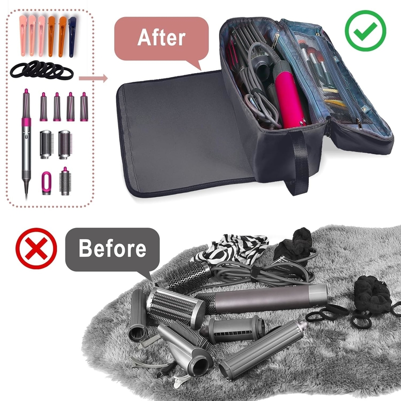 2 em 1 Saco de viagem de cabelo com esteira resistente ao calor para ferro plano Limpadores Ferro de curling e acessórios de cuidados do cabelo