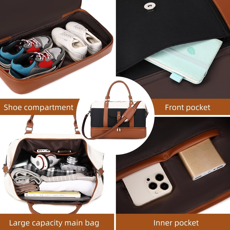 Cavas Weekend Carry on Duffel Travel Bag com Calçado de Couro Compartimento para Homens