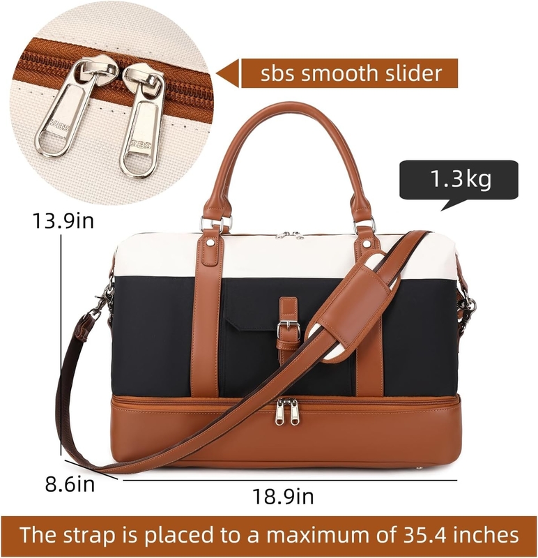 Cavas Weekend Carry on Duffel Travel Bag com Calçado de Couro Compartimento para Homens