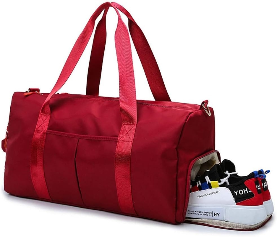 Red Large Sports Gym Weekend Training Swim Yoga Saco de viagem com bolso molhado e compartimento de sapatos