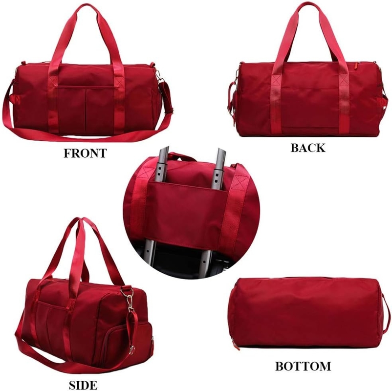 Red Large Sports Gym Weekend Training Swim Yoga Saco de viagem com bolso molhado e compartimento de sapatos