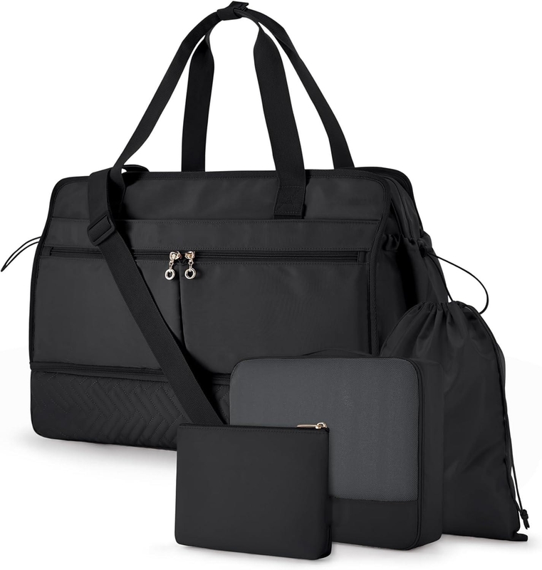 Large Black 40L Carry On Weekend Overnight Bag Sports Gym Yoga Custom com bolsos de sapatos