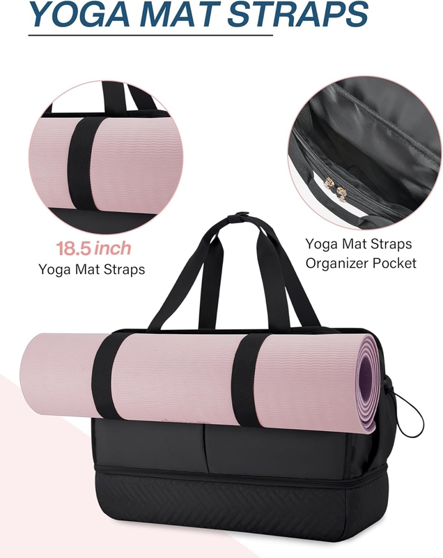 Large Black 40L Carry On Weekend Overnight Bag Sports Gym Yoga Custom com bolsos de sapatos