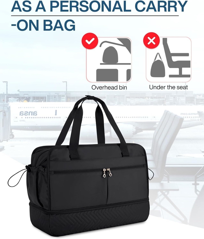 Large Black 40L Carry On Weekend Overnight Bag Sports Gym Yoga Custom com bolsos de sapatos