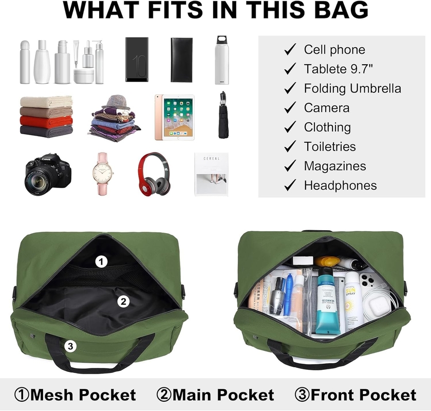 Zipper 20L debaixo do assento Carry On Sports Tote Gym Weekend Overnight Bag Para Homens Mulheres