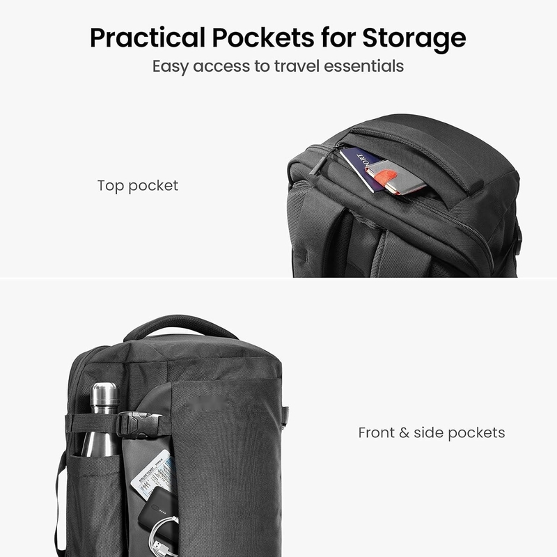 Voo aprovado Carry on Travel Bag Custom Black Grande capacidade para viagem de negócios