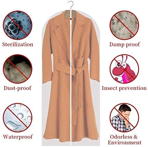 Saco de vestuário de viagem de PVC transparente pendurado personalizado para vestidos longos Roupas fechado