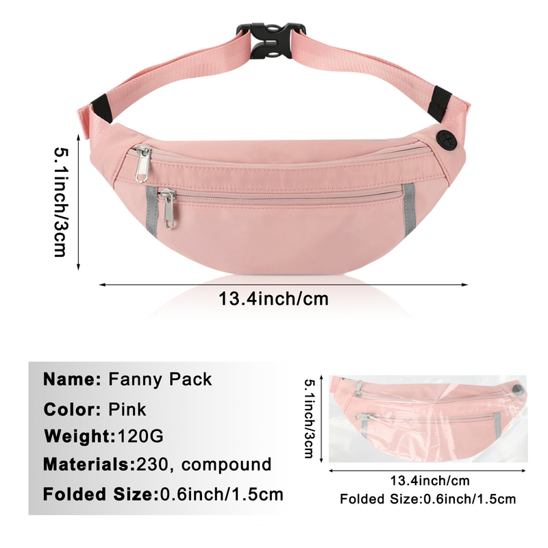 Carteira de ombro Fanny Rosa Bolsa de cintura personalizada Crossbody de caminhada para mulheres 12,8X9,6 