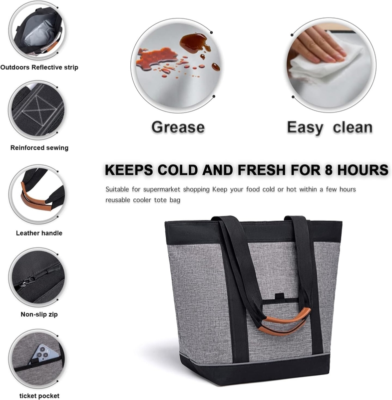Transporte Saco grande isolado reutilizável de mercearia Tote Picnic Custom Travel Cooler Bag Para alimentos frios ou quentes