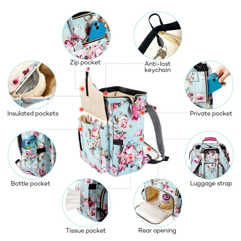 Bolsa de fraldas de viagem de longa durabilidade para mamã e papai