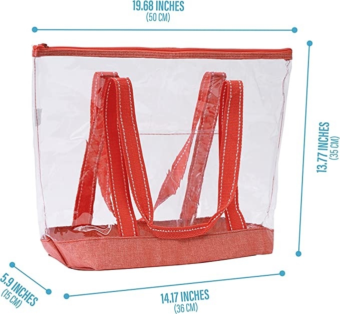 14 polegadas bolsas de compras personalizadas com logotipo PVC Clear Tote Bag Estádio piscina exterior