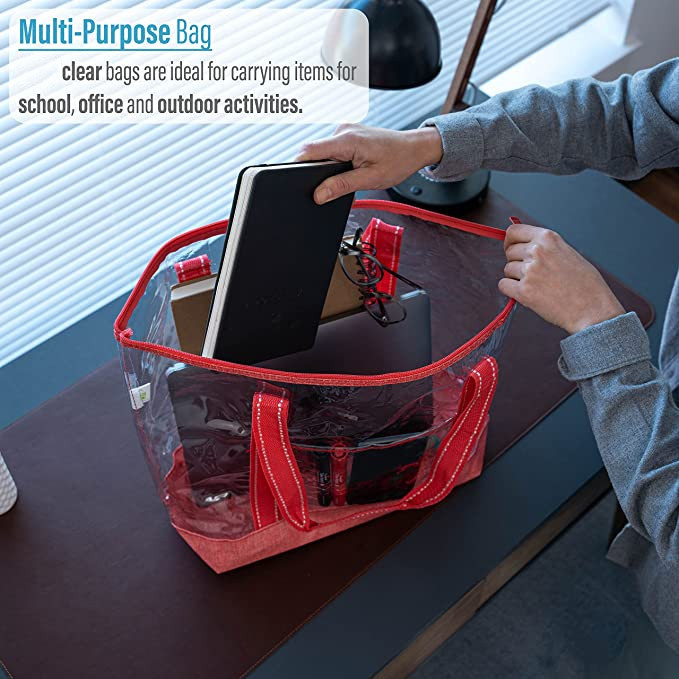 14 polegadas bolsas de compras personalizadas com logotipo PVC Clear Tote Bag Estádio piscina exterior