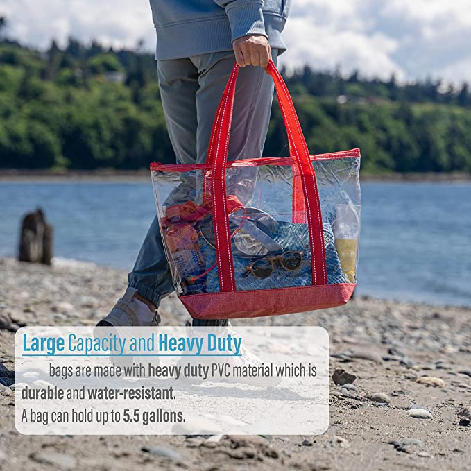 14 polegadas bolsas de compras personalizadas com logotipo PVC Clear Tote Bag Estádio piscina exterior