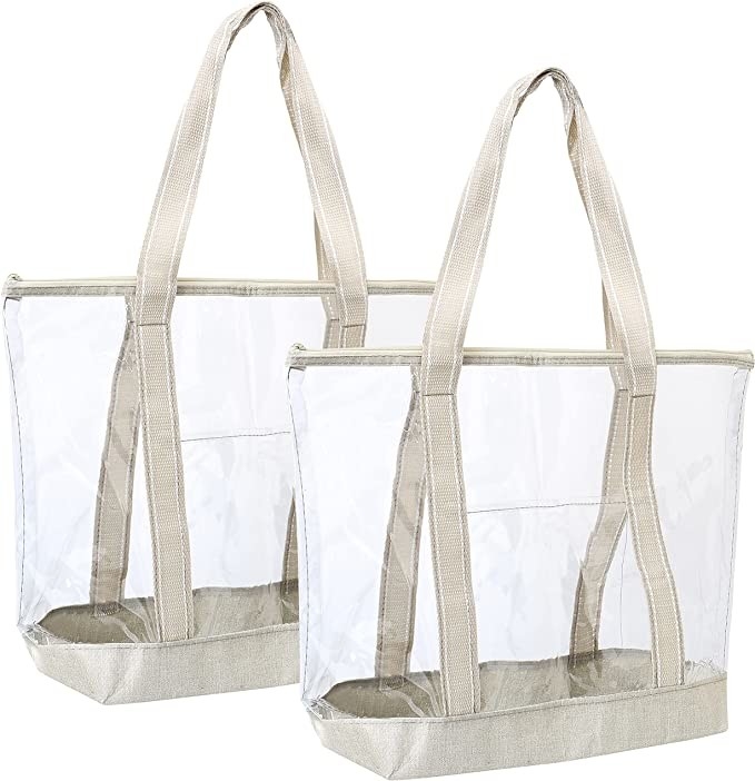 Sacos de compras personalizados transparentes Transparente Saco de PVC Tote Estádio Praia ao ar livre 14x5x13