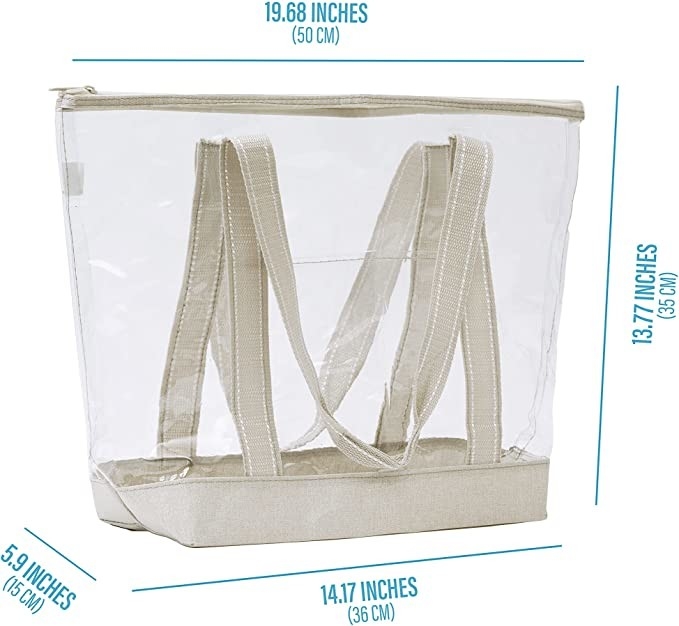 Sacos de compras personalizados transparentes Transparente Saco de PVC Tote Estádio Praia ao ar livre 14x5x13